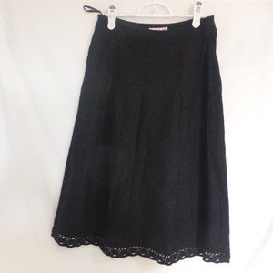 HOPESHOW, black lined polka dot skirt with lace trim, size 165/68A, BNWOT